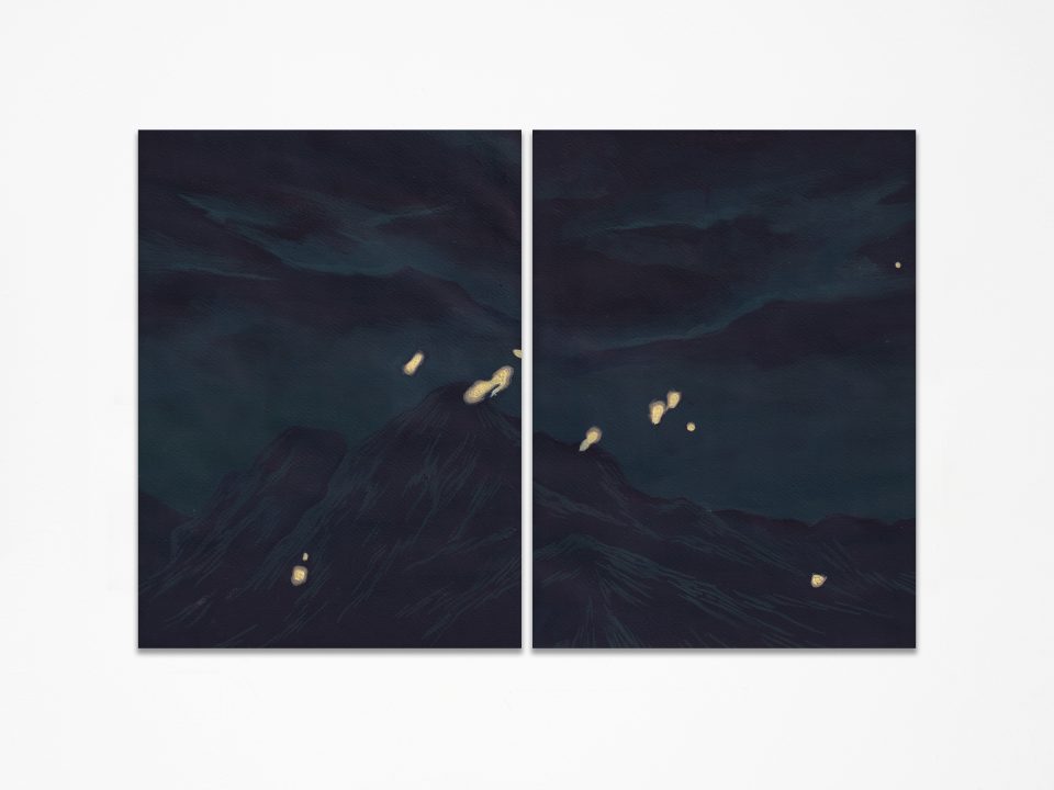 Lorenzo D'Alba. "Le prime luci", pittura su carta, 2026.